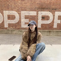 Cropped Faux Fur Long Sleeve Top — image 4