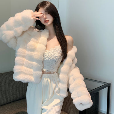 Short Mink Velvet Faux Fur Coat
