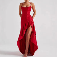 Backless Ruffle Split Suspender Maxi Dress — image 4