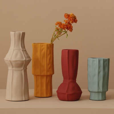 Morandi Glazed Geometric Vase
