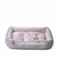 Striped Round Pet Bed for Dogs and Cats