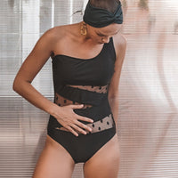 One-Shoulder Mesh One-Piece Swimsuit — image 3