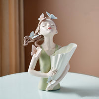 Resin Girl Figurine Flower Vase