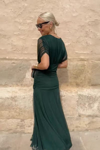 Printed Chiffon V-Neck Long Dress — image 6