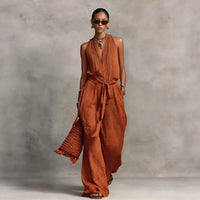 Lace-Up Sleeveless Cotton-Blend Jumpsuit — image 4