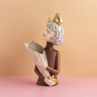 Resin Girl Figurine Flower Vase — image 2