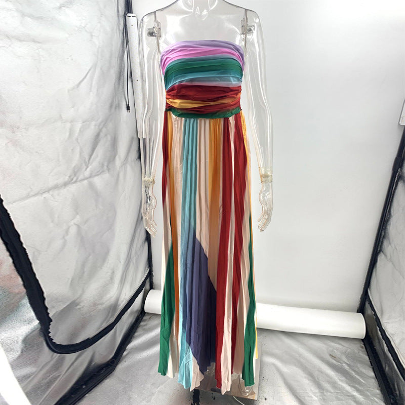 Backless Striped Tube Maxi Dress — image 4