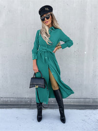 Long-Sleeve Color Block Cardigan Dress — image 3