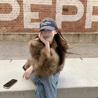 Cropped Faux Fur Long Sleeve Top — image 2