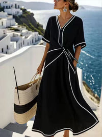 Striped Print Short-Sleeve Maxi Dress — image 5