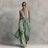 Lace-Up Sleeveless Cotton-Blend Jumpsuit — image 2