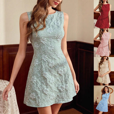 Floral Jacquard Sleeveless Midi Dress