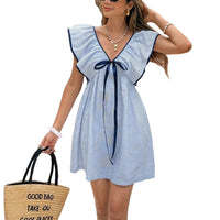 V-Neck Ruffle Flutter-Sleeve Mini Dress — image 5
