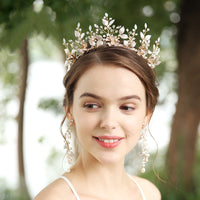 Handmade Pearl Bridal Crown and Earrings — image 4