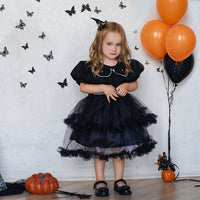 Girls Halloween Puff Sleeve Dress — image 4
