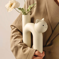 Cute Ceramic Cat Tube Vase — image 4