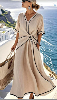 Striped Print Short-Sleeve Maxi Dress — image 8