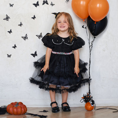 Girls Halloween Puff Sleeve Dress