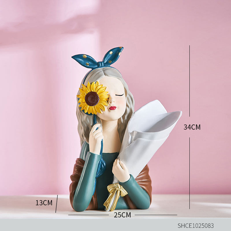 Resin Girl Figurine Flower Vase — image 11