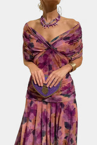 Printed Chiffon V-Neck Long Dress — image 7
