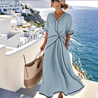 Striped Print Short-Sleeve Maxi Dress — image 2