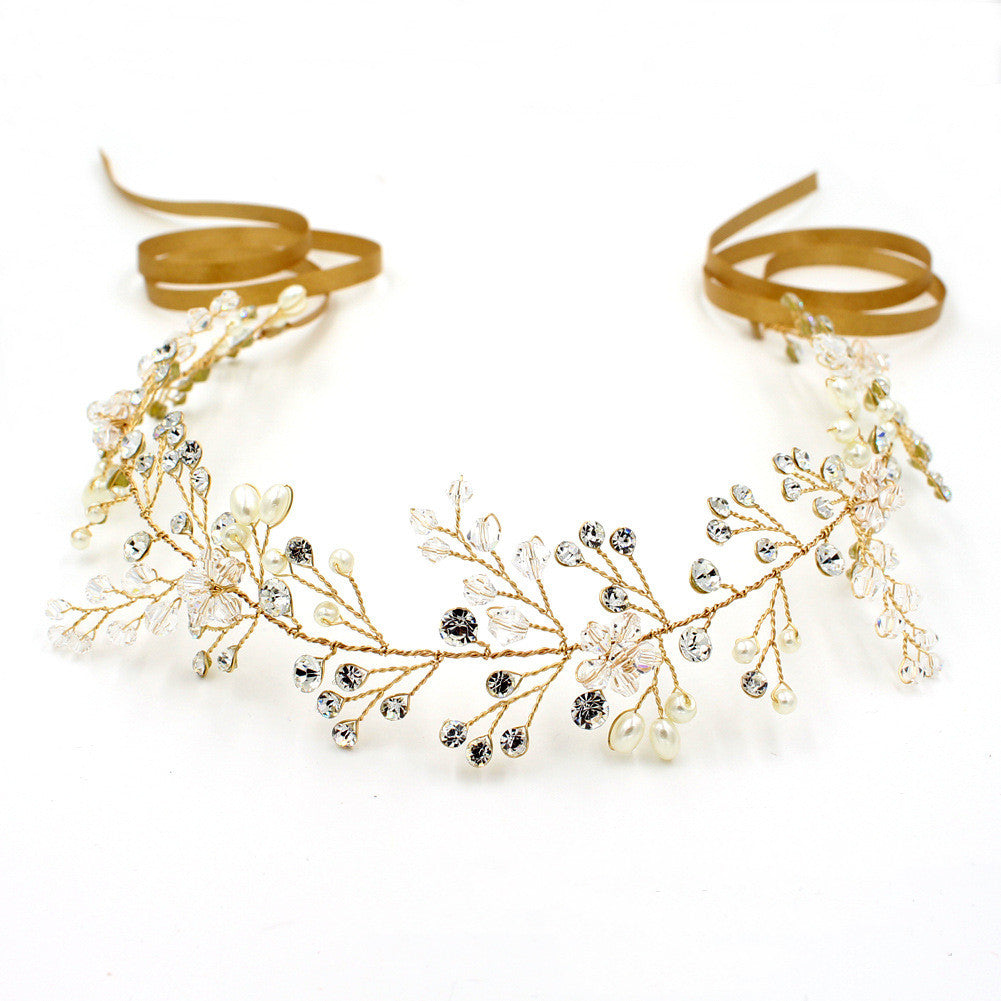 Pearl and Crystal Bridal Hair Hoop — image 2