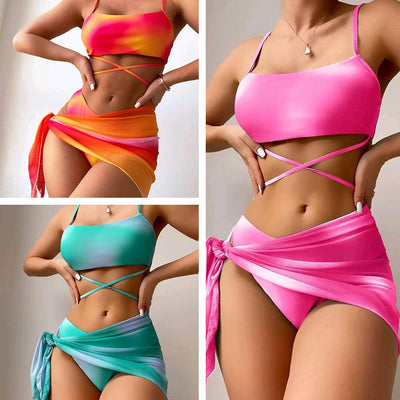 Tie-Dye Bikini Set with Skirt