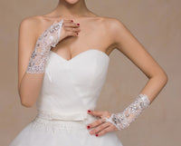 Lace Bridal Gloves with Diamond Detail — image 3